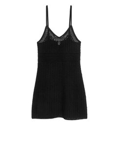Crochet Strap Dress Black