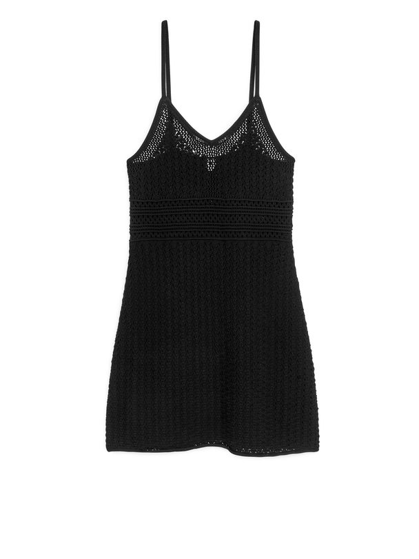 ARKET Crochet Strap Dress Black
