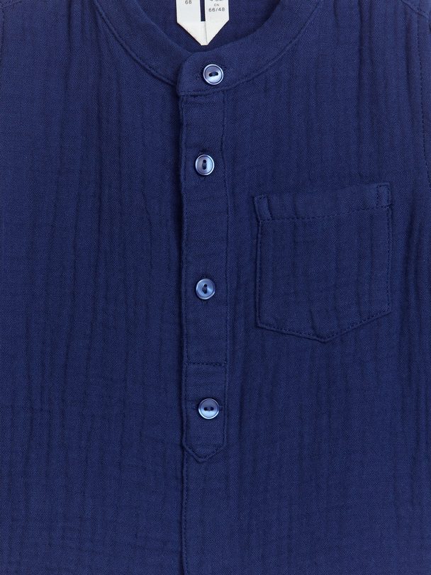ARKET Muslin-skjorte I Bomull Mørkeblå