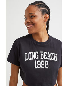 Cropped T-shirt Med Tryk Sort/long Beach