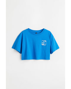 Kurzes T-Shirt mit Print Knallblau/Surfer