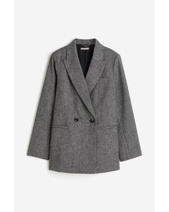 Oversized Double-breasted Blazer Grijs Gemêleerd