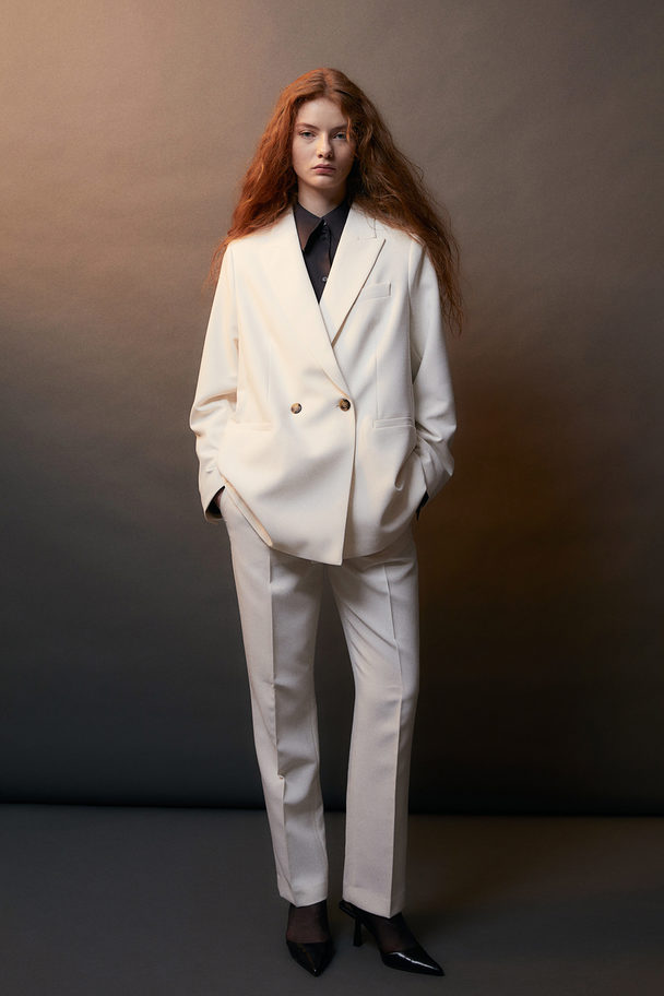 H&M Zweireihiger Blazer in Oversize-Passform Cremefarben