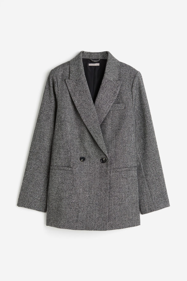 H&M Oversized Double-breasted Blazer Grey Marl