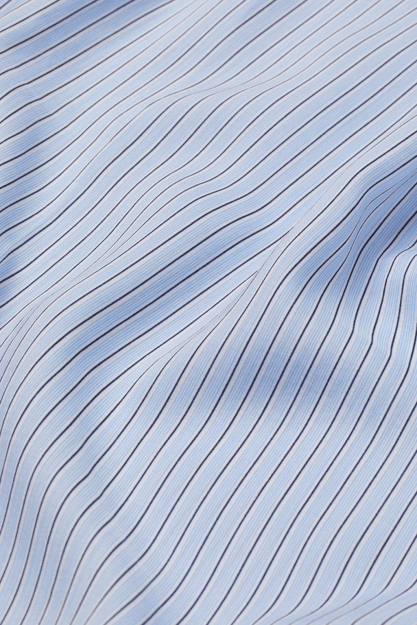 H&M Lyocell-blend Shirt Dress Light Blue/striped