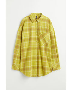 Oversized Flannel Shirt Green-yellow/checked