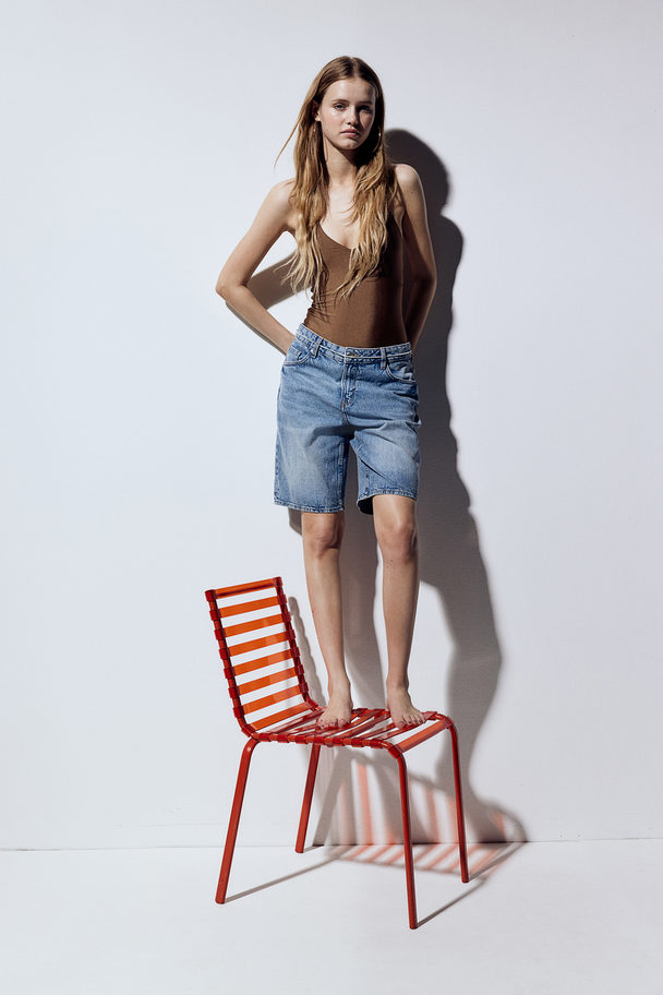 H&M Low Shorts I Denim Lys Denimblå