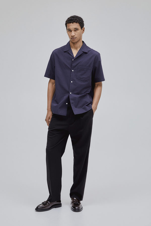 H&M Regular Fit Resort Shirt Navy Blue