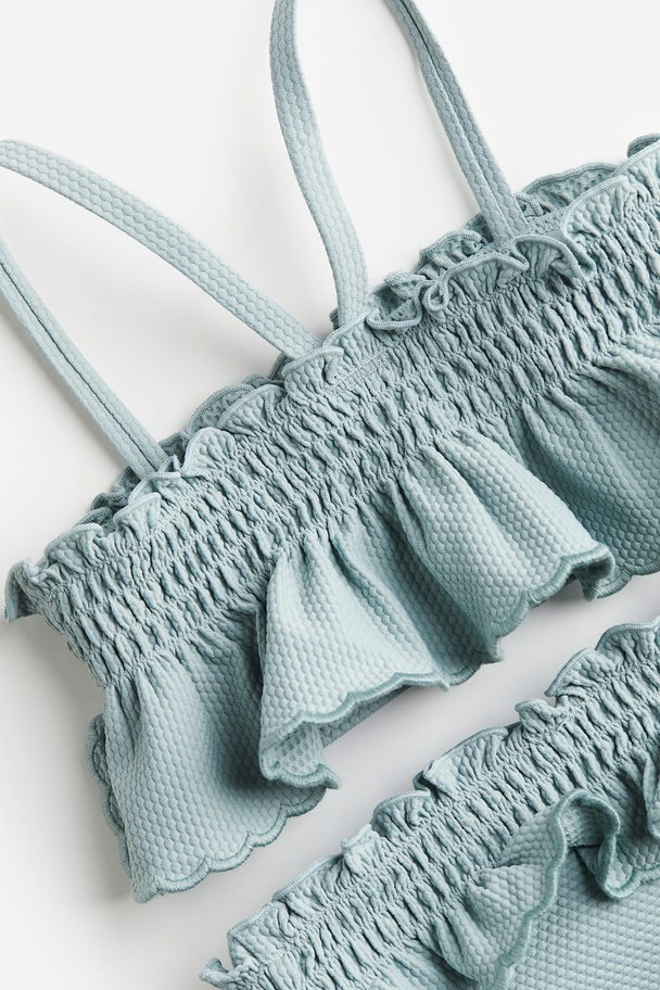 H&M Gesmokter Bikini mit Volants Helltürkis