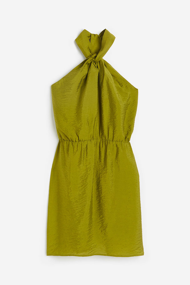 H&M Halterneck-kjole Olivengrønn