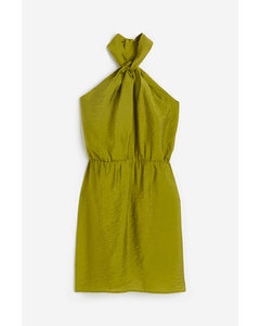 Halterneck-kjole Olivengrønn