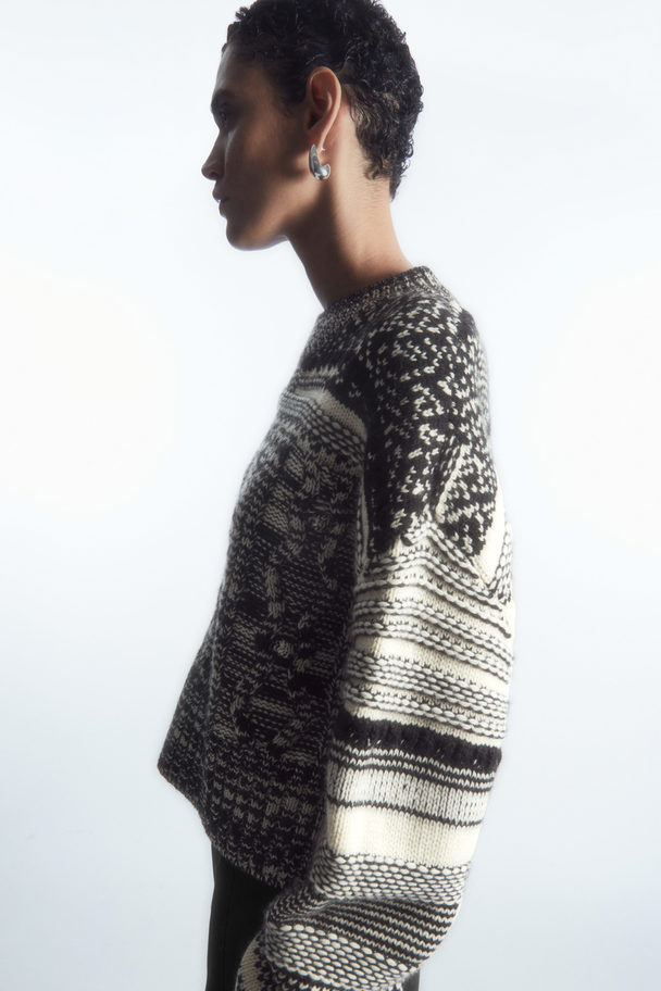 COS Fair Isle Wool And Cashmere Jumper Black / White