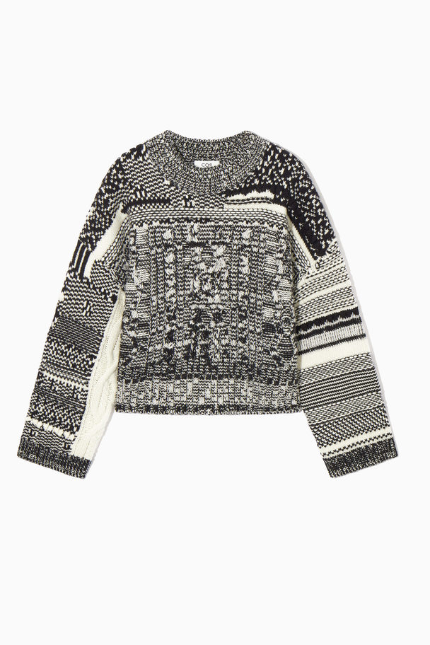 COS Fair Isle Wool And Cashmere Jumper Black / White