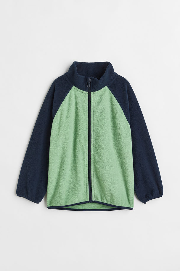 H&M Fleece Jacket Light Green/dark Blue