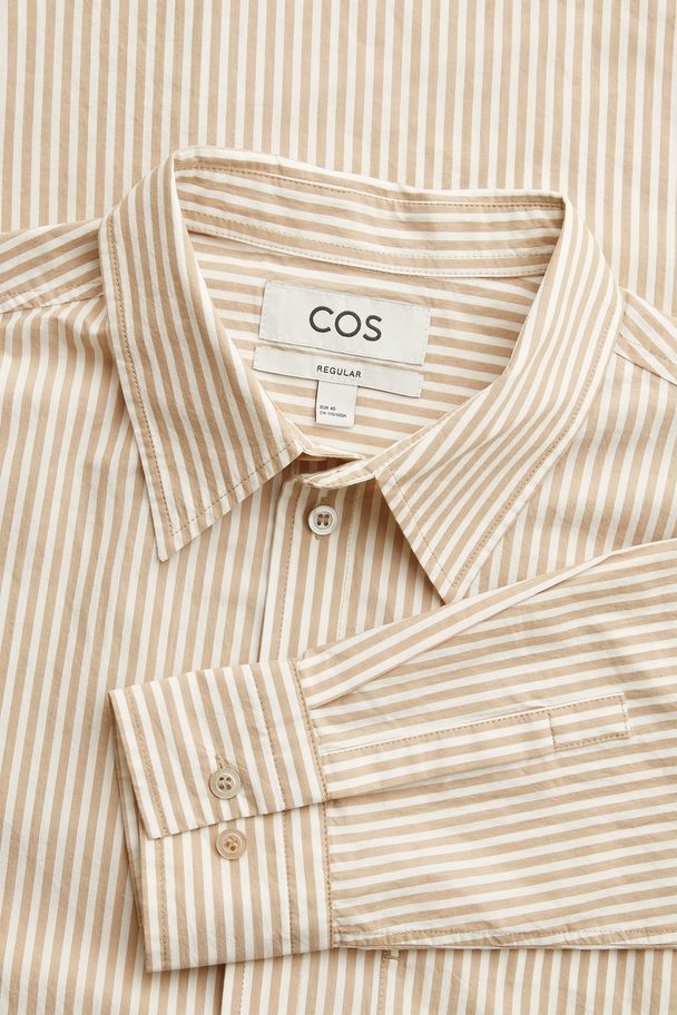 COS Regular-fit Striped Shirt Beige
