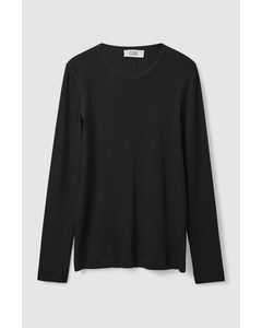 Relaxed-fit Long-sleeve Top Black