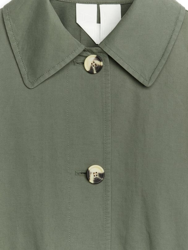 Arket Cotton Linen Coat Khaki Green