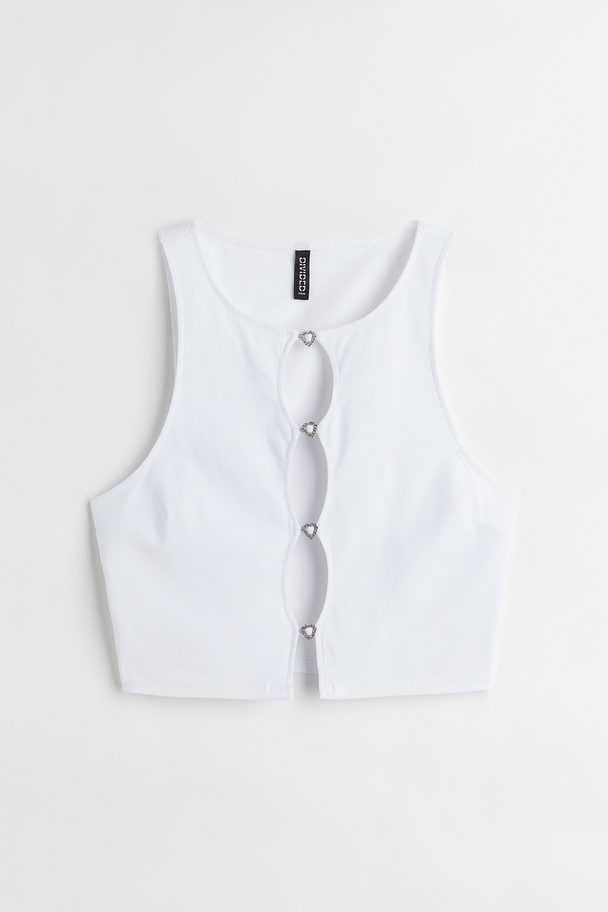 H&M Kurzshirt mit Cut-out Weiß