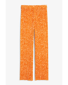 Orange Raw Hem Pleated Trousers Orange Swirls