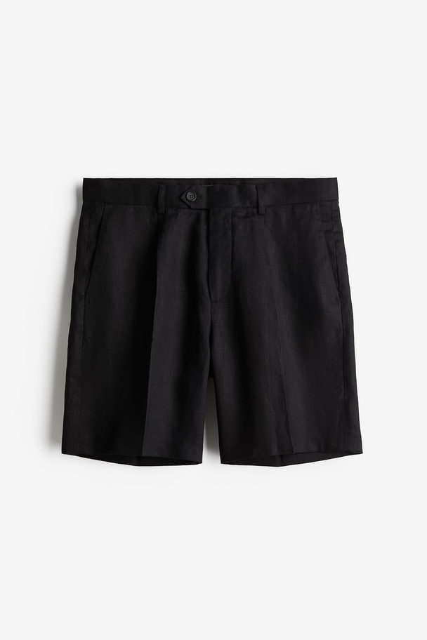 H&M Elegante Shorts aus Leinen Relaxed Fit Schwarz