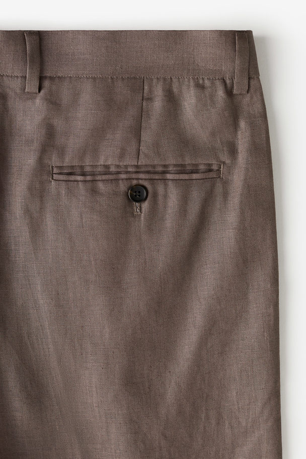 H&M Dressed Linnen Short Donkertaupe