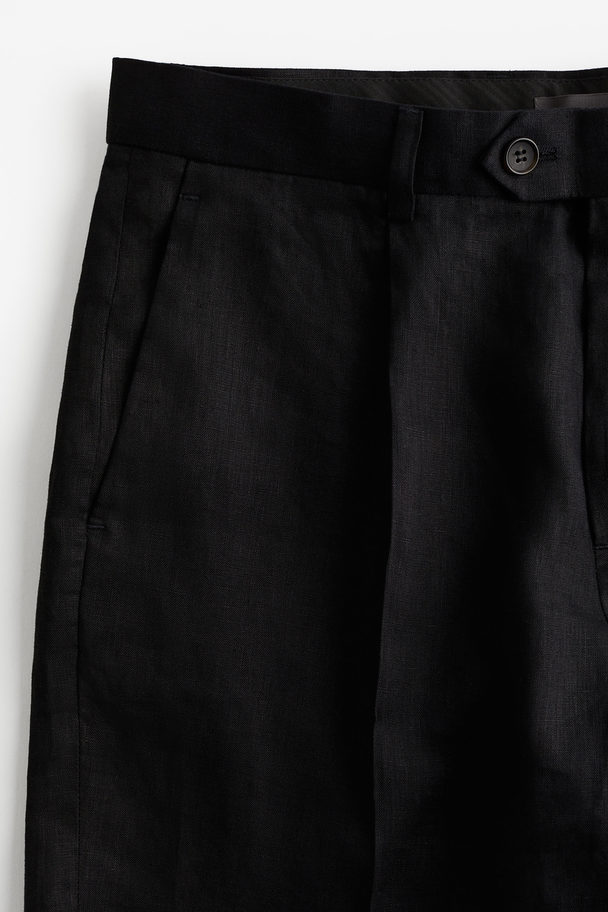 H&M Elegante Shorts aus Leinen Relaxed Fit Schwarz