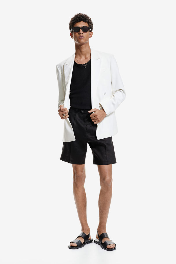 H&M Elegante Shorts aus Leinen Relaxed Fit Schwarz