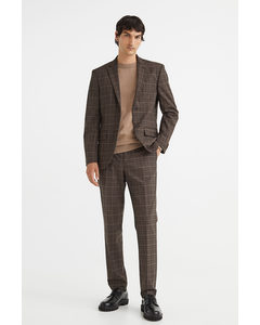 Slim Fit Suit Trousers Brown/checked