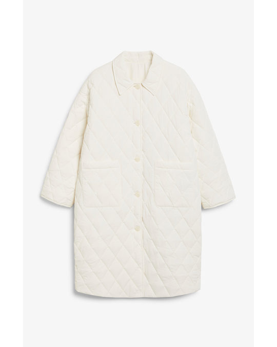 Monki Reversible Quilted Coat Off-white