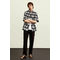 Kortærmet Bomuldsskjorte Relaxed Fit Mørkegrå/batikmønstret