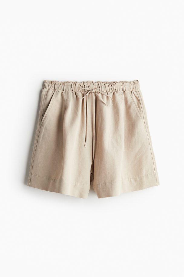 H&M Pull-on Short Van Linnenmix Beige