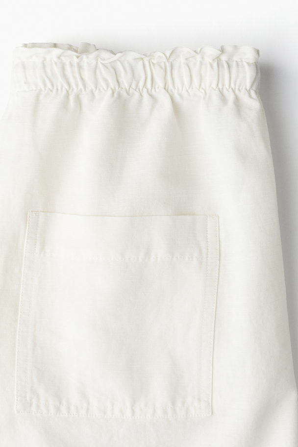 H&M Linen-blend Pull-on Shorts White