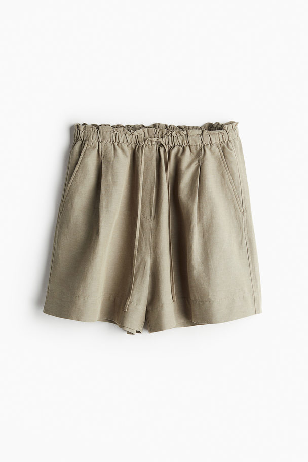 H&M Linen-blend Pull-on Shorts Beige