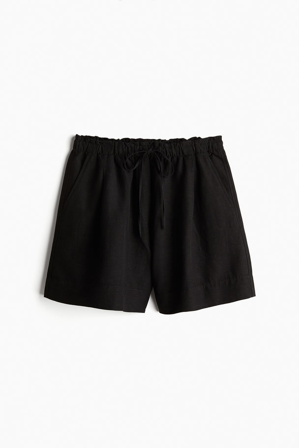 H&M Pull-on Short Van Linnenmix Zwart