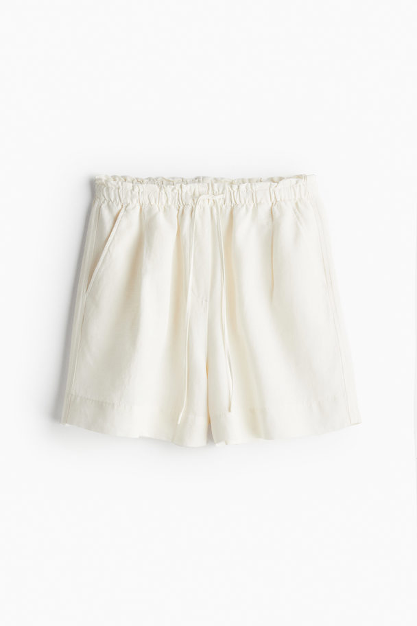 H&M Schlupfshorts aus Leinenmix Weiß