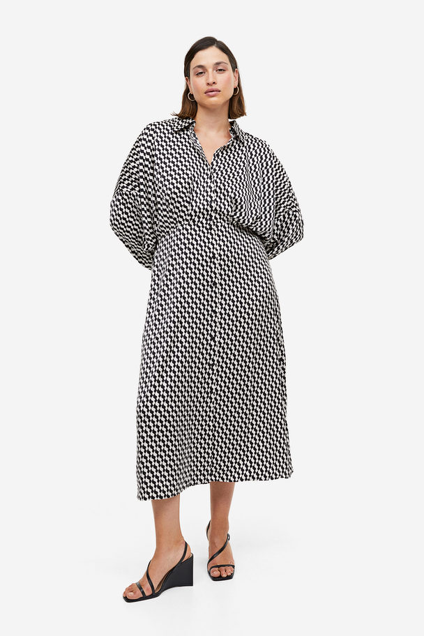 H&M Skjortklänning Svart/vitmönstrad