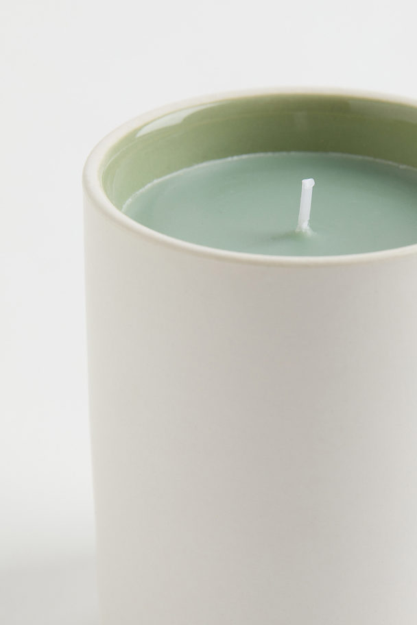 H&M HOME Scented Candle In A Ceramic Holder Light Green/cedarwood Zen