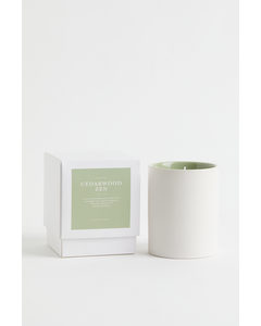 Scented Candle In A Ceramic Holder Light Green/cedarwood Zen