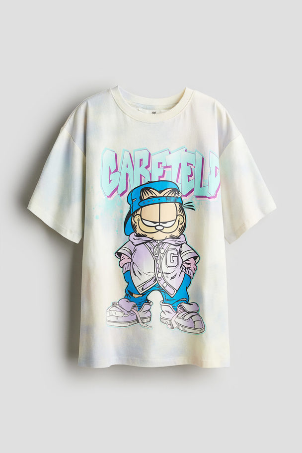 H&M Oversized Printed T-shirt Cream/garfield