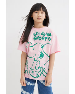 Oversized Printed T-shirt Light Pink/snoopy