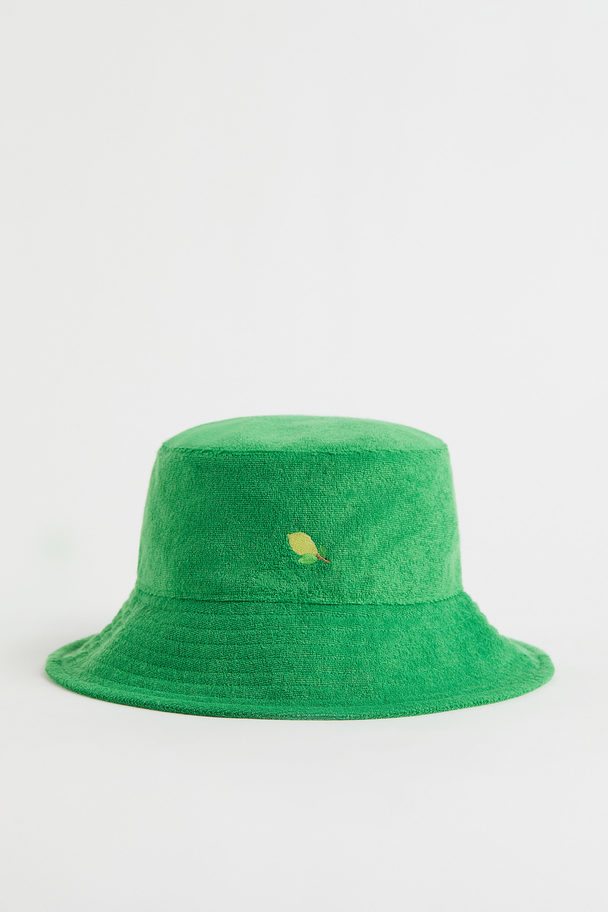 H&M Bucket Hat aus Frottee Grün/Zitrone