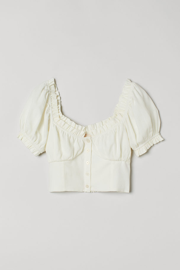 H&M Cropped Blouse White