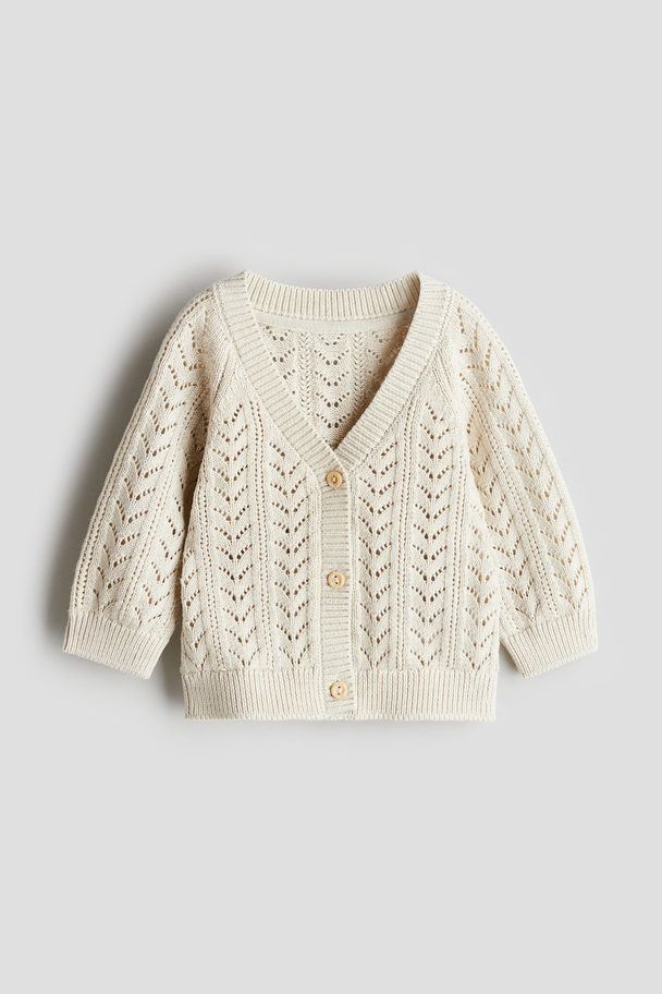 H&M Strick-Cardigan mit V-Ausschnitt Hellbeige