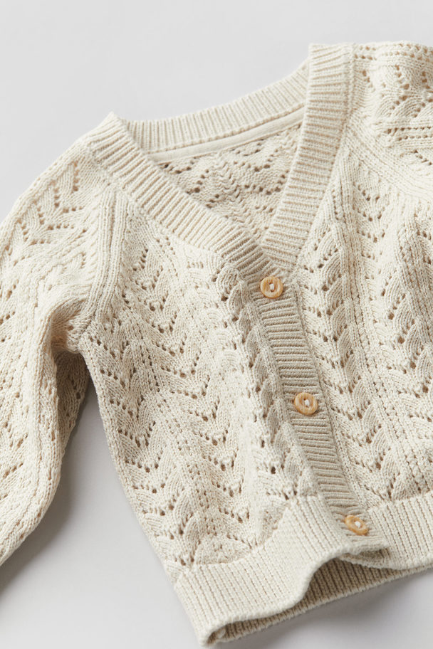 H&M Strick-Cardigan mit V-Ausschnitt Hellbeige