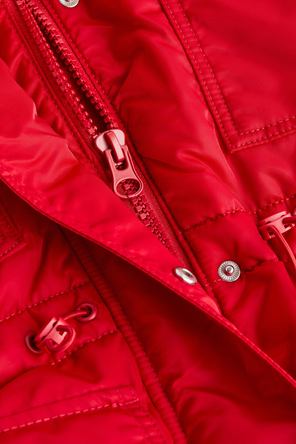 H&M Drawstring-waist Puffer Jacket Red