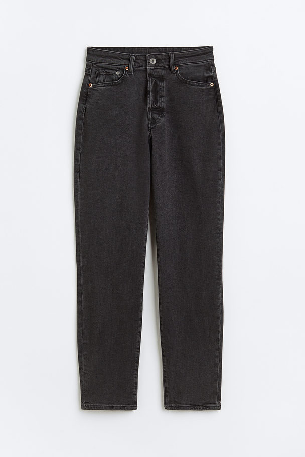 H&M Mom Fit Ultra High Ankle Jeans Schwarz