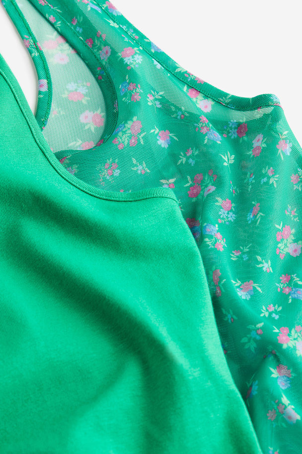 H&M 2-pack Pyjamaslinne Med Spetskant Grön/blommig