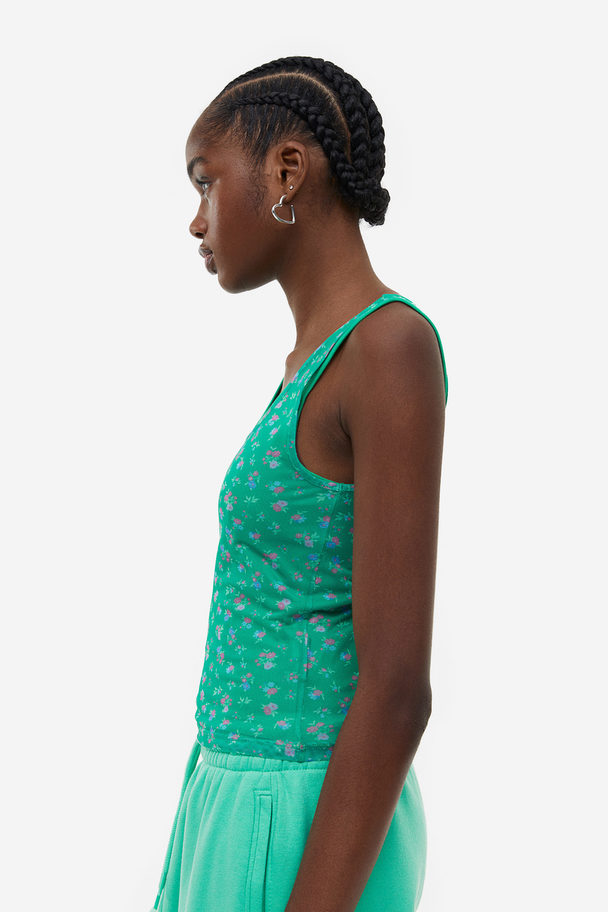 2-pack Lace-trimmed Pyjama Vest Tops Green/floral Green/Floral – For 10 EUR