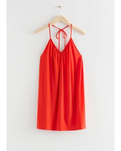Kort Halterneckklänning Med Axelband Orange