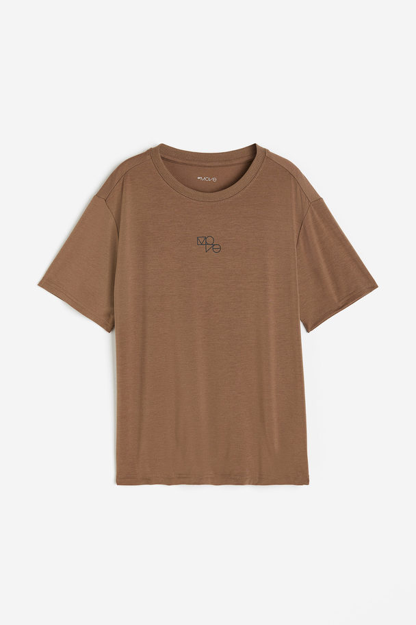 H&M DryMove™ Sport-T-Shirt Braunmeliert